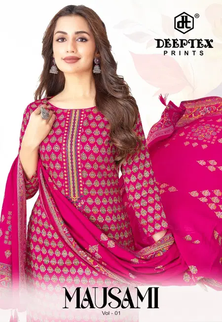 Mausami Vol 1 By Deeptex Jam Satin Printed Dress Material Wholesalers In Surat